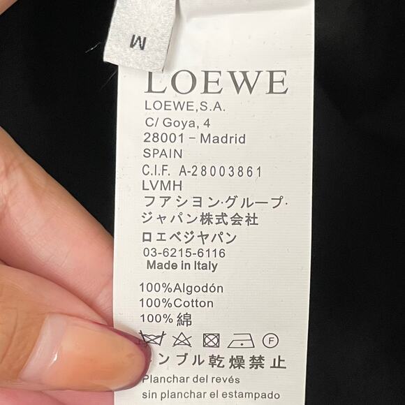 Loewe Shirt Mens Medium Black Embroidered Logo T-Shirt Midweight Cotton Designer - Picture 11 of 12